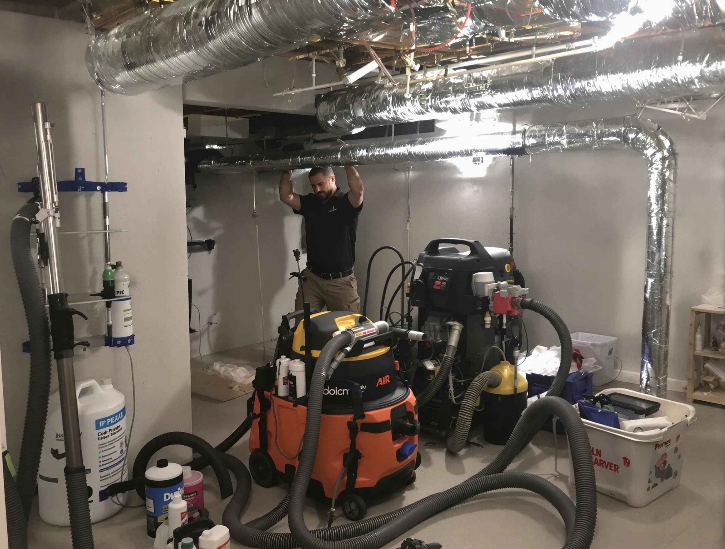 North Huntingdon Air Duct Cleaning specialist performing professional mold removal from air ducts using safety equipment in North Huntingdon