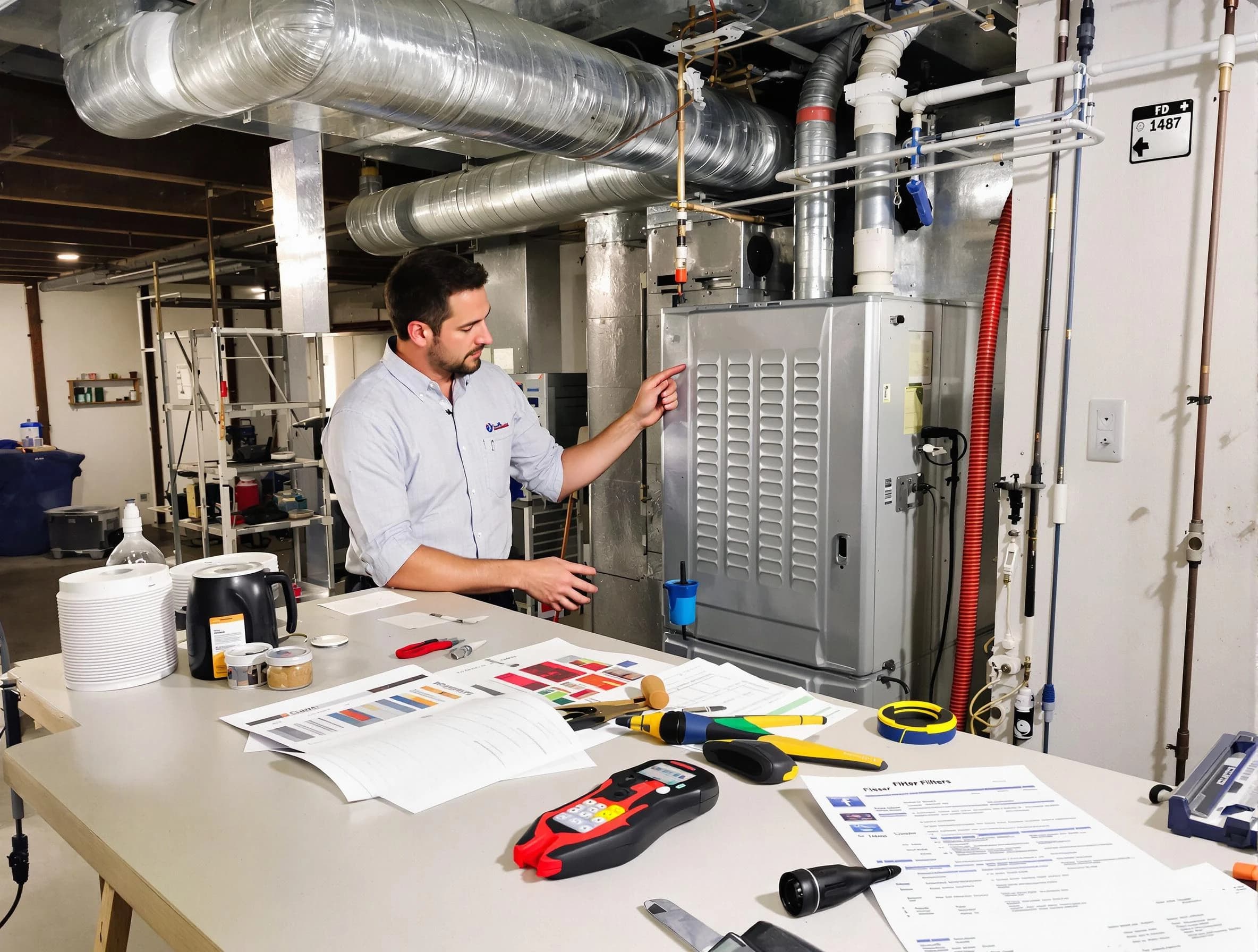 North Huntingdon Air Duct Cleaning inspector conducting detailed filter system evaluation using professional diagnostic tools in North Huntingdon