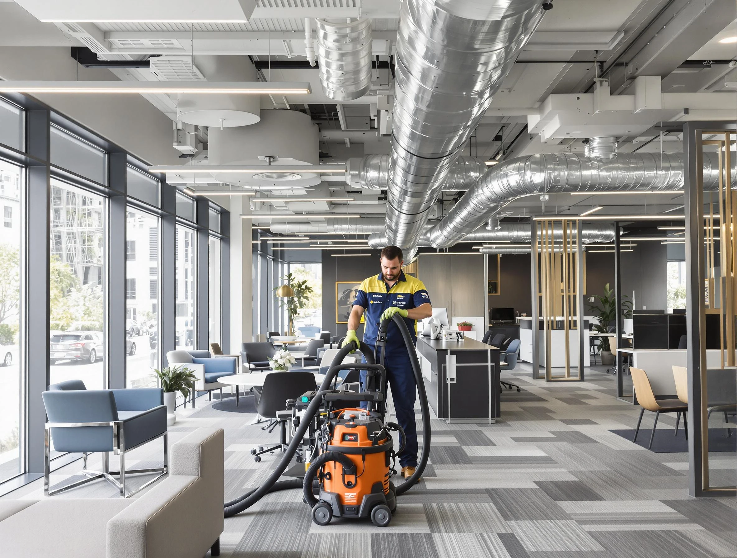 North Huntingdon Air Duct Cleaning team performing thorough commercial duct cleaning at a North Huntingdon business center