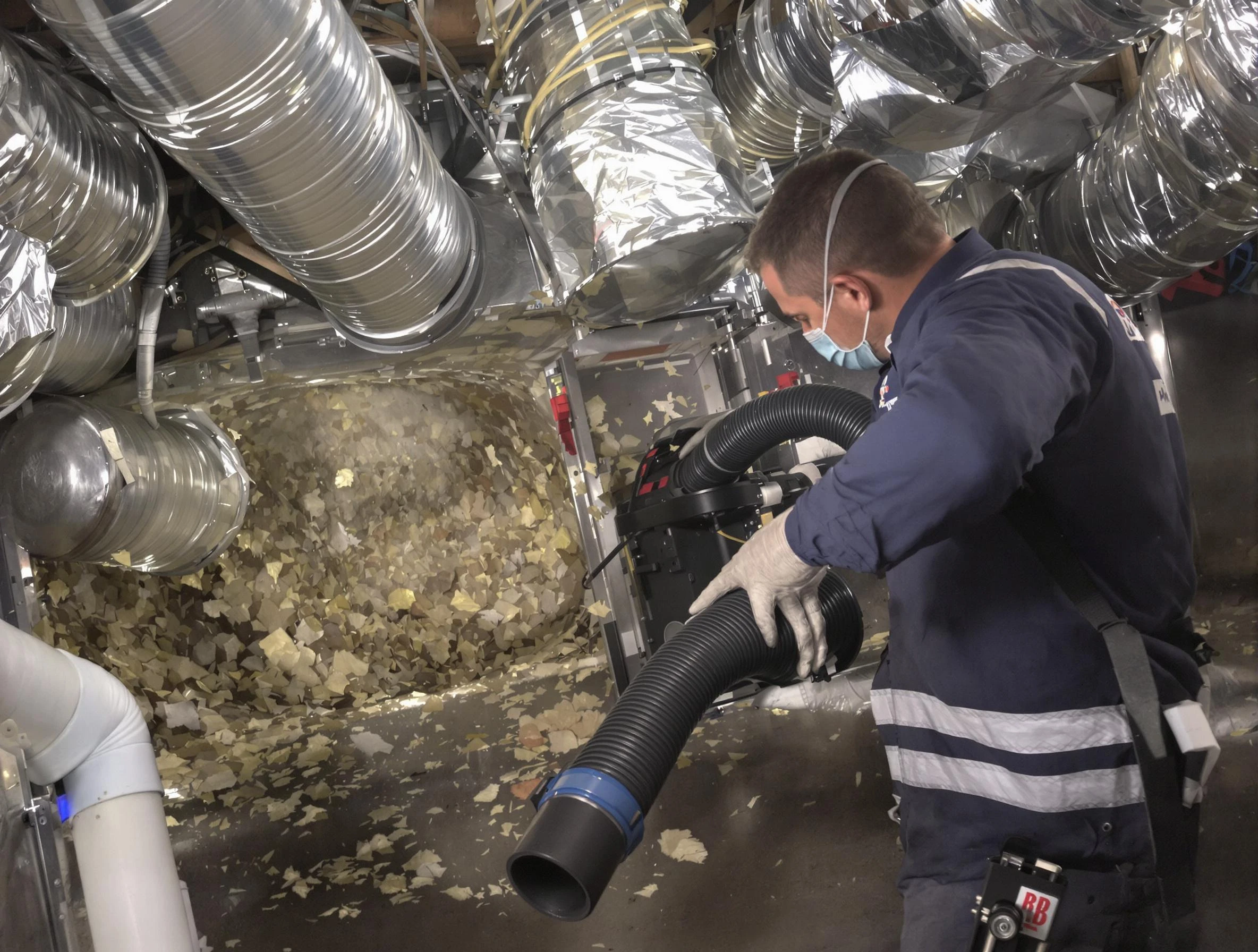 North Huntingdon Air Duct Cleaning specialist operating negative pressure cleaning equipment for thorough duct maintenance in North Huntingdon